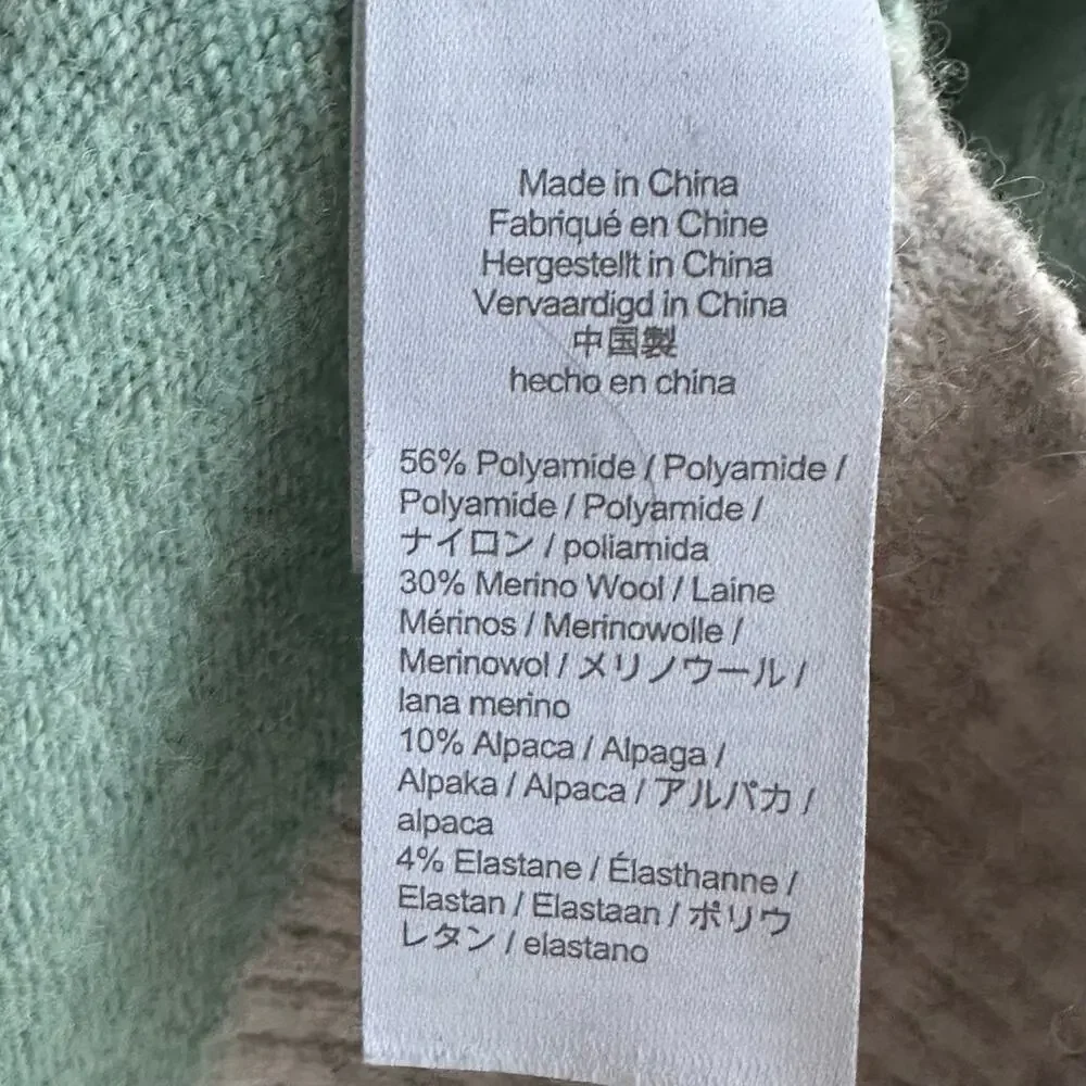 J. Crew Striped Turtleneck Sweater Gray & Mint Green Wool Alpaca